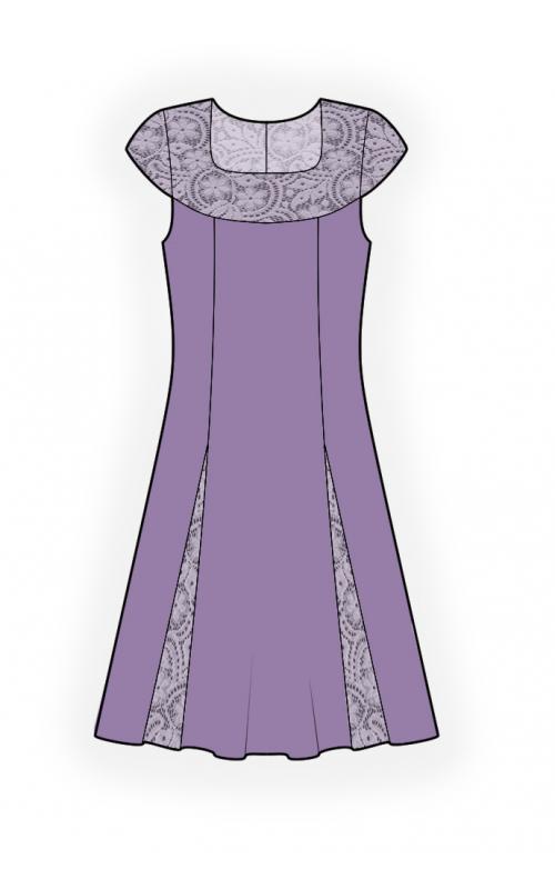 Dress With Lace Yoke Sewing Pattern 4479. Madetomeasure sewing