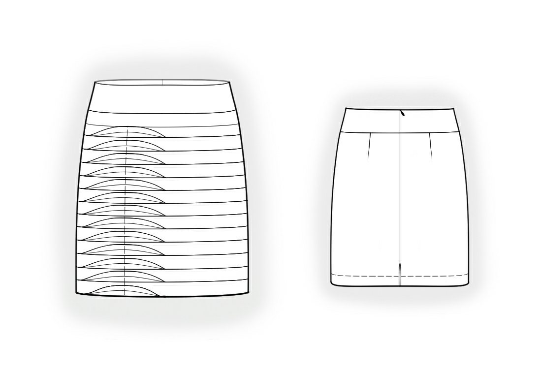 Skirt With Pleats - Sewing Pattern #4012. Made-to-measure sewing