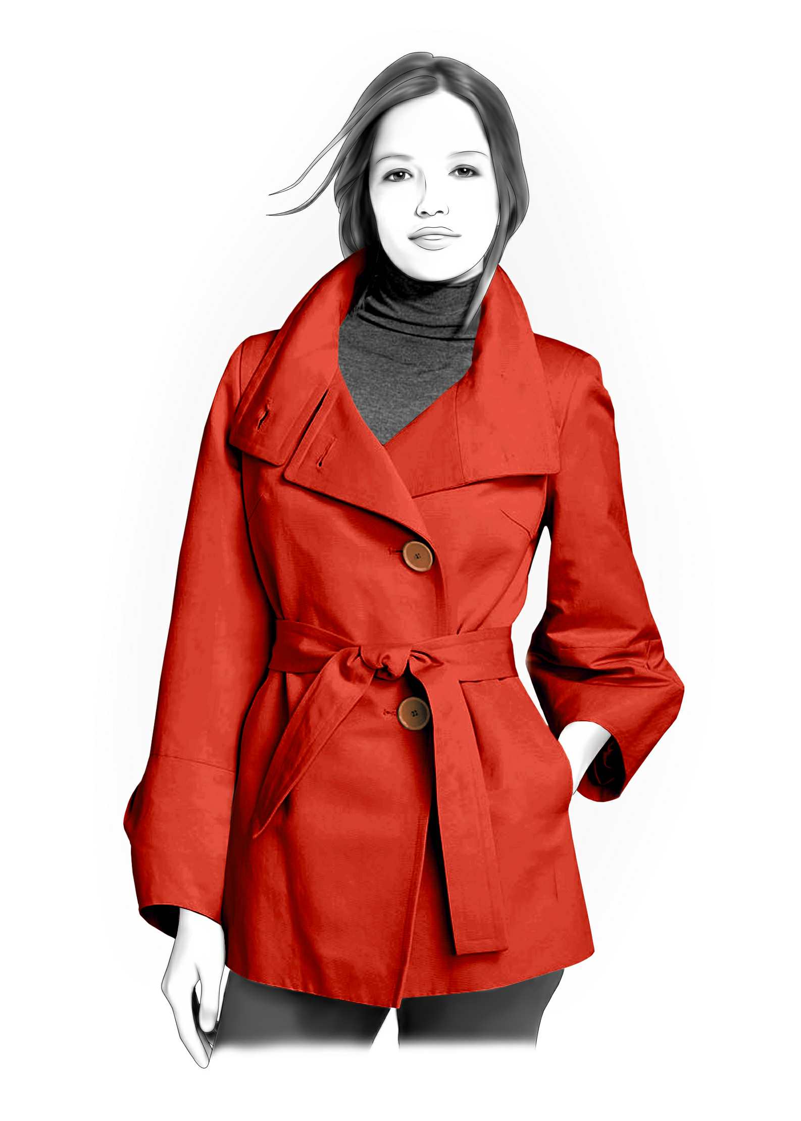 Short Raincoat Sewing Pattern 4182. Madetomeasure sewing pattern