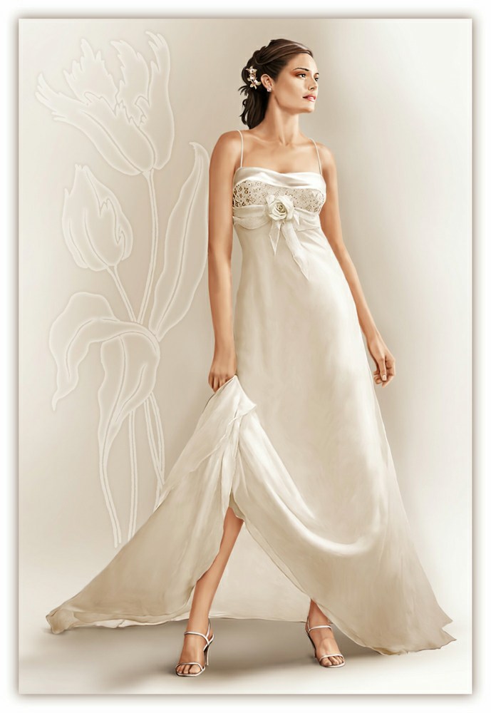  Wedding  Dress  With Multi Layered  Assymetrical Skirt 