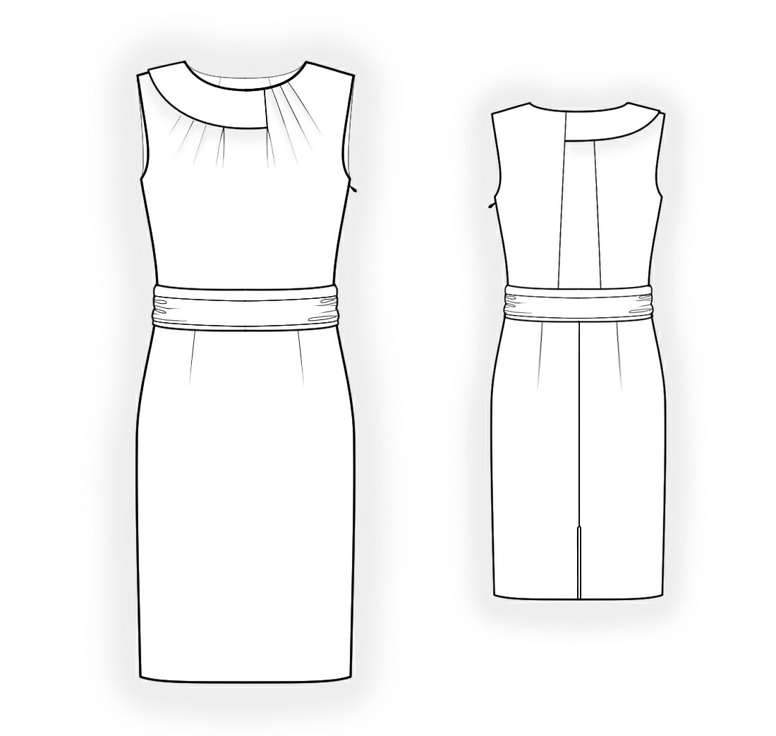 Dress With Pleats Into Neckline - Sewing Pattern #4317. Made-to-measure ...