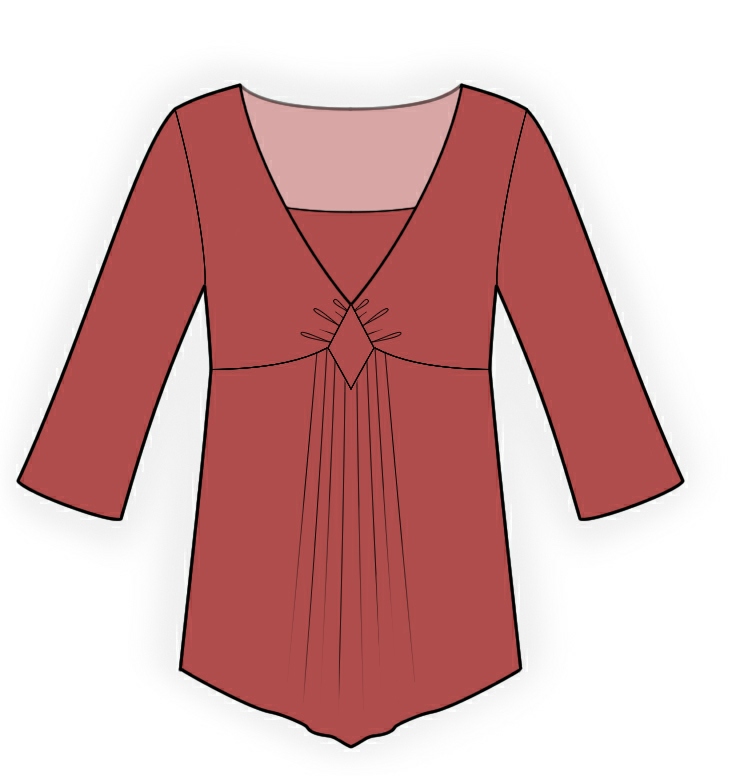 Blouse From Knit Fabric Sewing Pattern 4358. Madetomeasure sewing