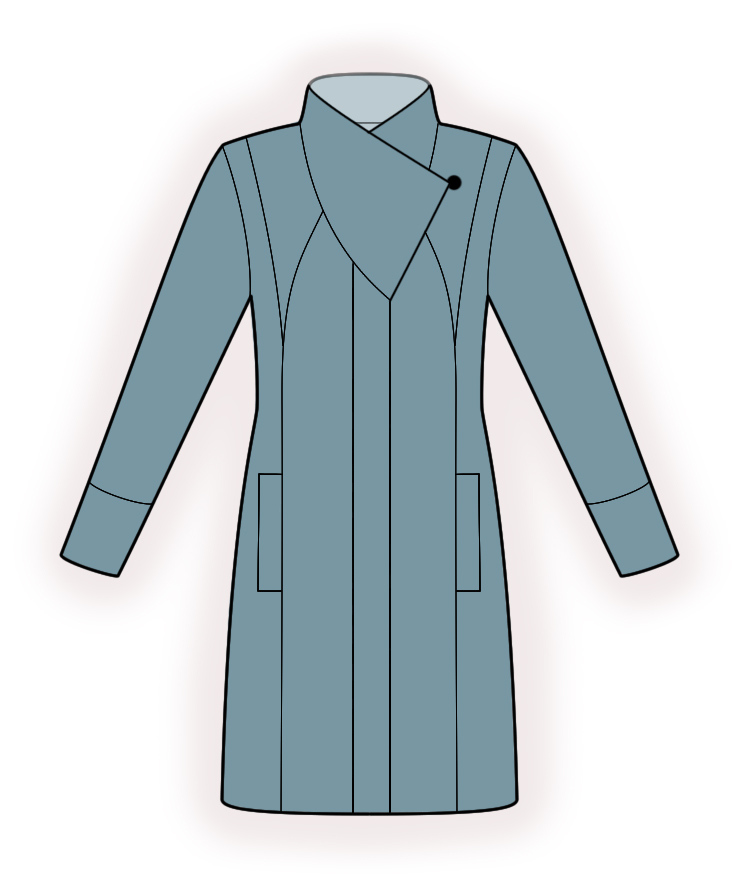 Coat With Shaped Collar Stand - Sewing Pattern #4384. Made-to-measure ...