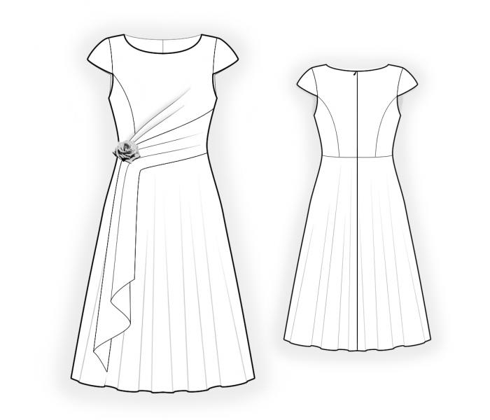 Dress With Asymmetrical Front - Sewing Pattern #4416. Made-to-measure ...