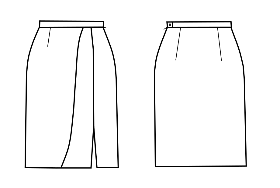 Office Skirt With Inset And Slit In The Front - Sewing Pattern #S3011 ...
