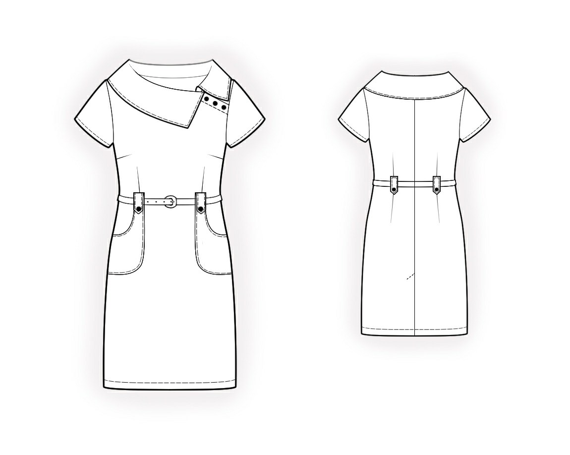 Dress With Decorative Collar - Sewing Pattern #4106. Made-to-measure ...