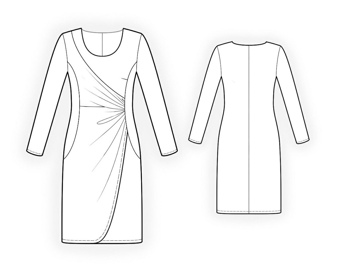 Dress With Draping Sewing Pattern 4094. Madetomeasure sewing pattern from Lekala with free