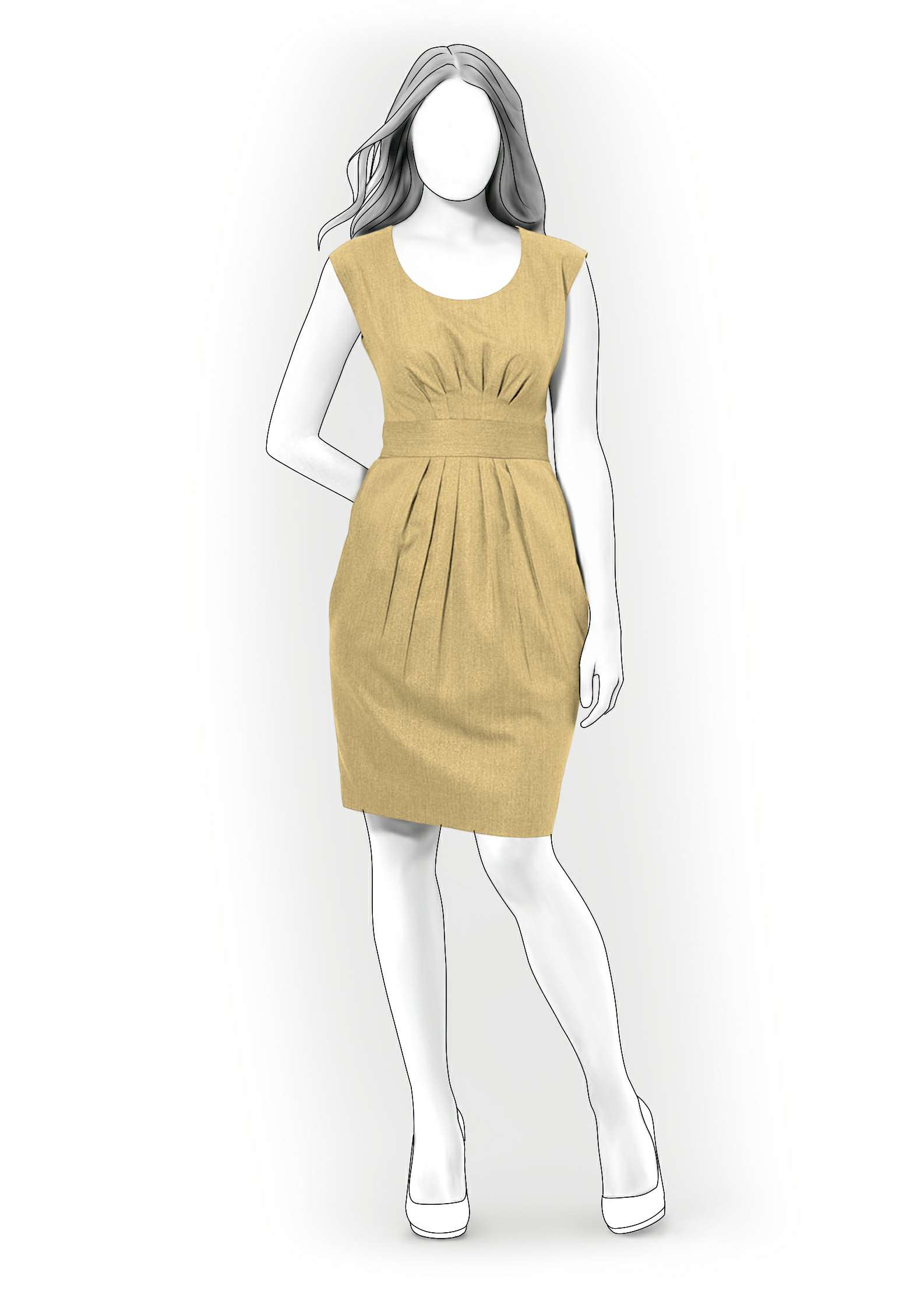 Dress With Pleats Sewing Pattern 4067. Madetomeasure sewing