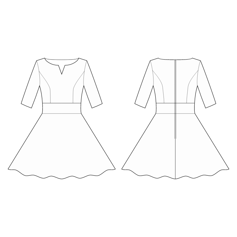 Dress With Slot Neckline - Sewing Pattern #S4111. Made-to-measure ...