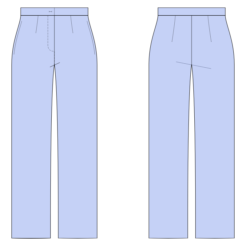 Straight Pants, Full Length - Sewing Pattern #S2002. Made-to-measure ...