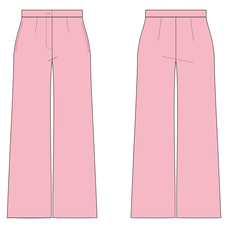 Wide Leg Pants, Full Length - Sewing Pattern #S2003. Made-to