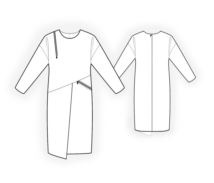 Asymmetrical Dress Sewing Pattern 2045. Madetomeasure sewing pattern from Lekala with free
