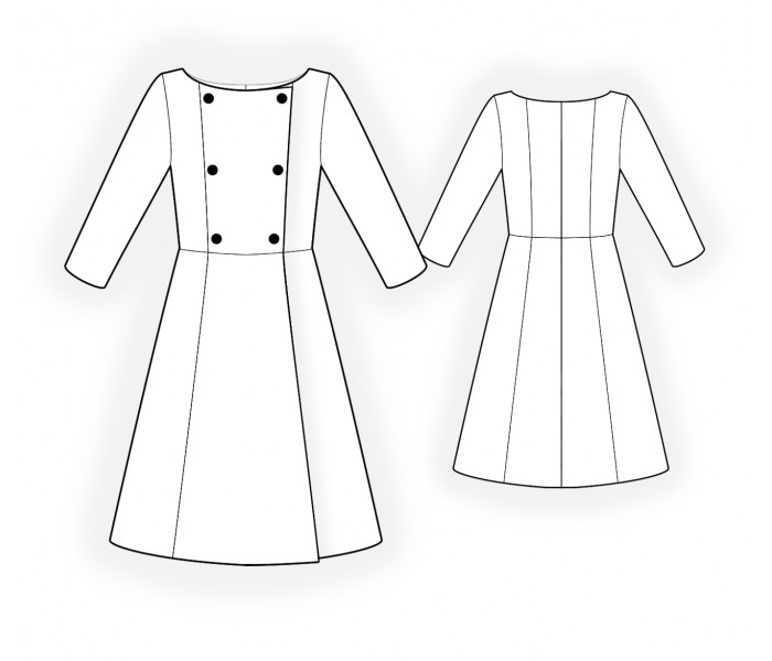 Dress Coat Sewing Pattern 2053. Madetomeasure sewing pattern from Lekala with free online