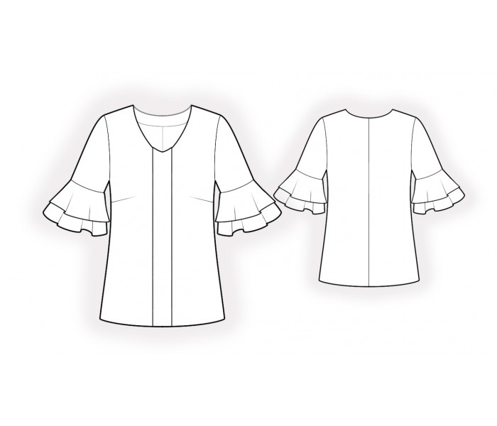 Blouse With Center Pleat - Sewing Pattern #2223. Made-to-measure sewing ...