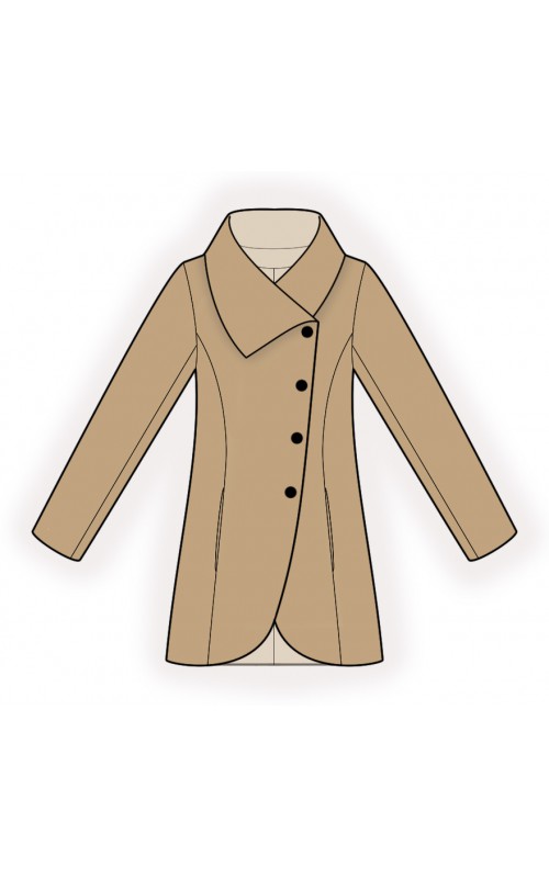 Coat With Slanted Front Edge - Sewing Pattern #2227. Made-to-measure ...