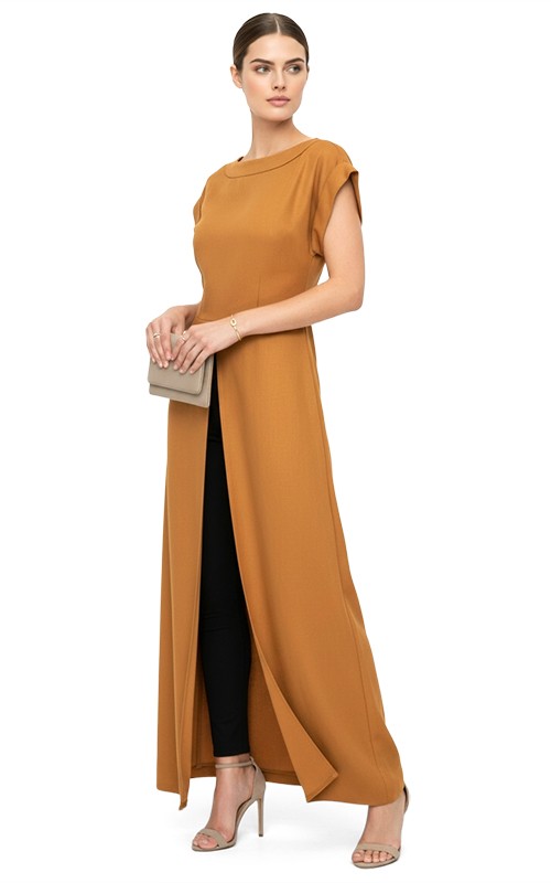 Tunic With Slit From Waist Down - Sewing Pattern #2253. Made-to-measure  sewing pattern from Lekala with free online download.