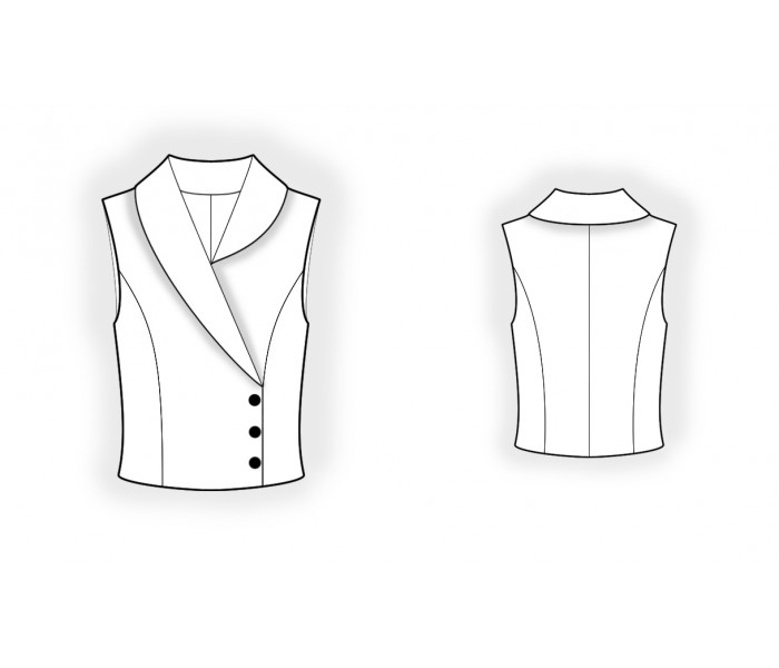 Vest With Asymmetrical Collar - Sewing Pattern #2445. Made-to-measure ...