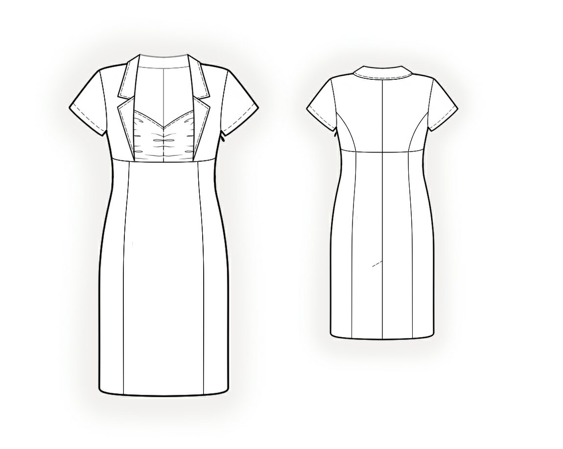 Dress With Lapels - Sewing Pattern #5989. Made-to-measure sewing ...