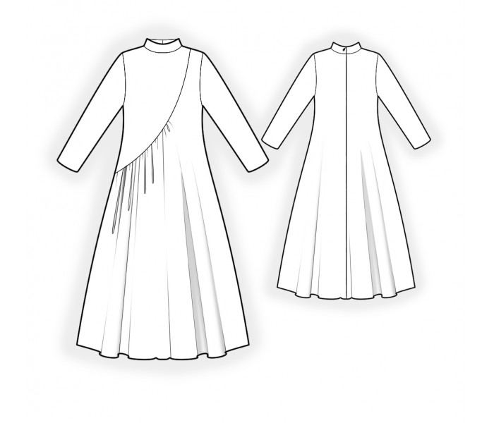 Asymmetrical Dress Sewing Pattern 2503. Madetomeasure sewing pattern from Lekala with free