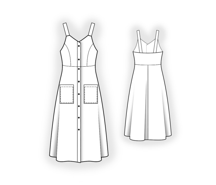 Strap Dress With Patch Pockets - Sewing Pattern #2852. Made-to-measure ...