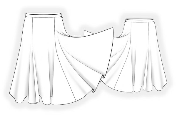 flared skirt technical drawing