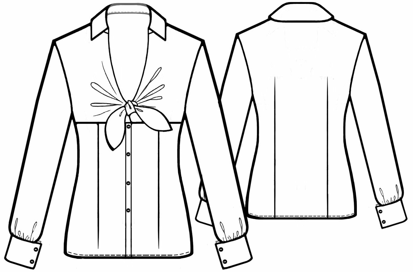 Blouse With Bow - Sewing Pattern #5616. Made-to-measure sewing pattern ...