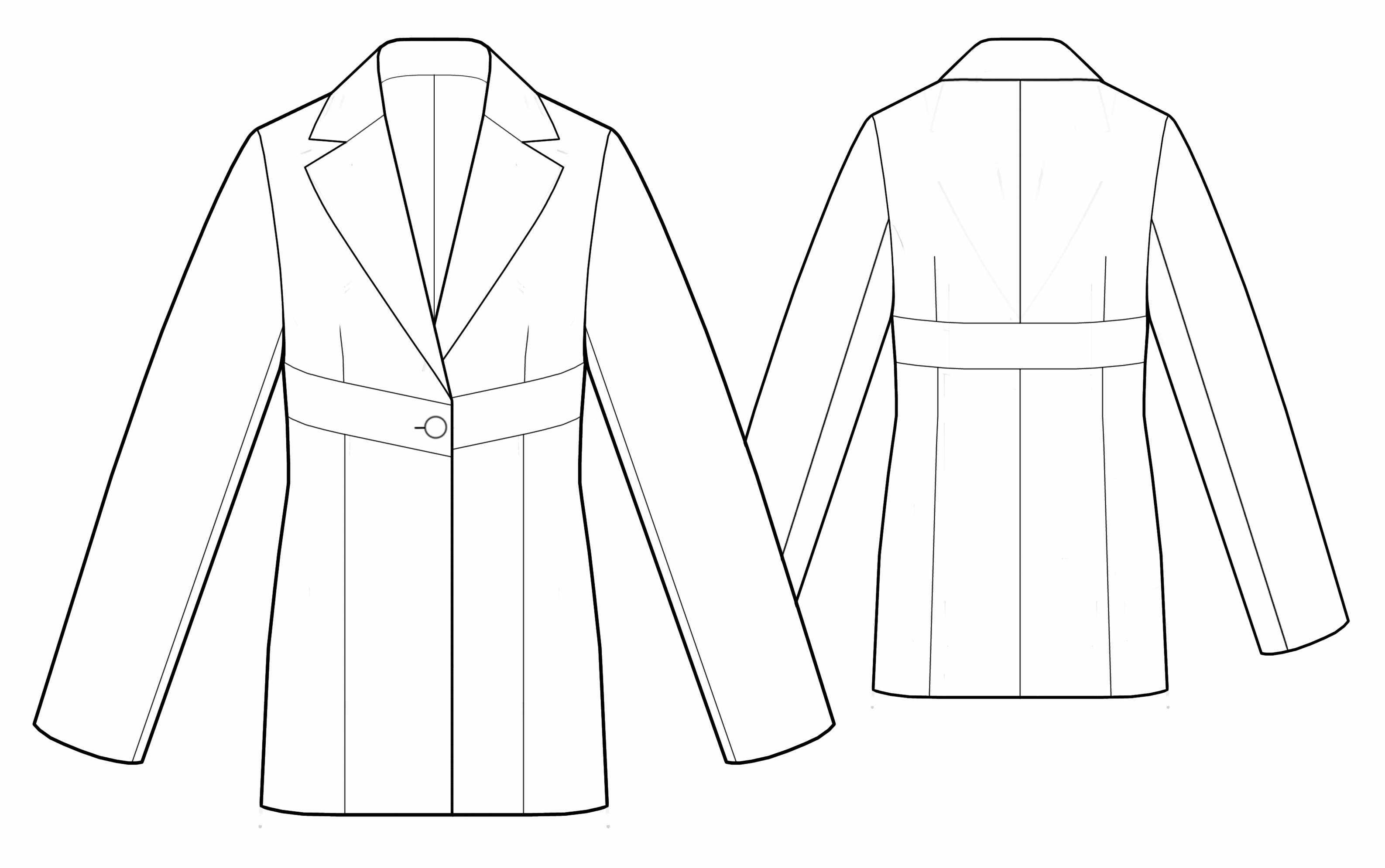 Long Jacket Sewing Pattern 5553. Madetomeasure sewing pattern from
