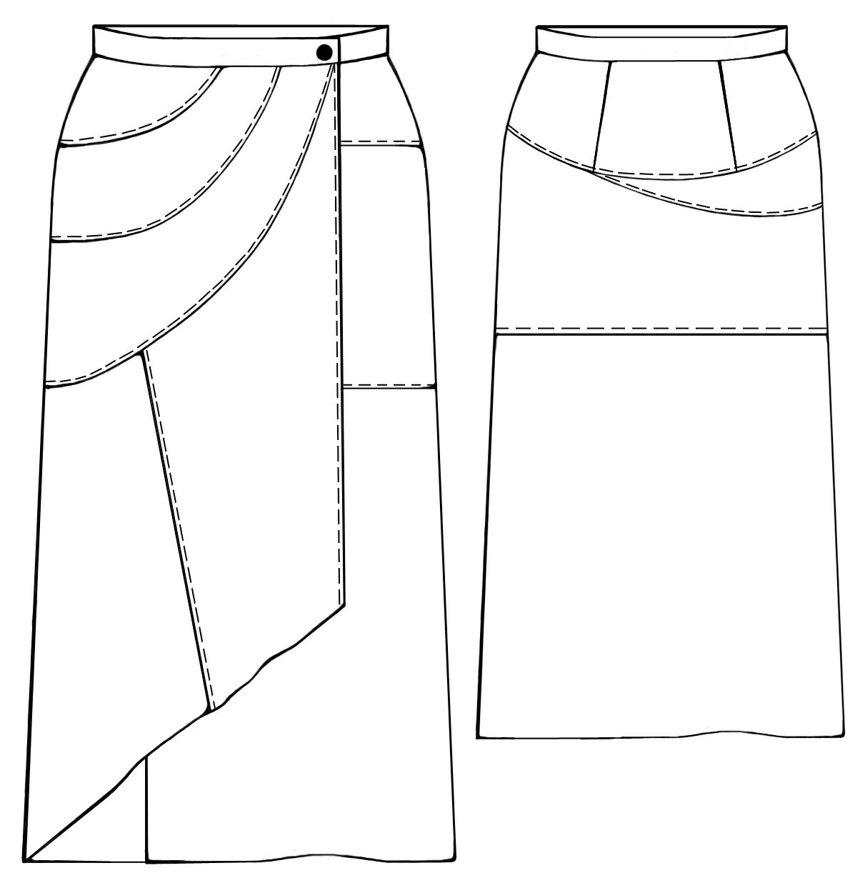 Asymmetrical Skirt With Wrap - Sewing Pattern #5341. Made-to-measure ...