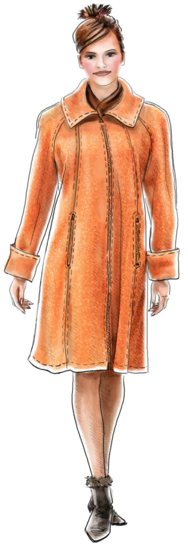 Coat With Raglan Sleeves - Sewing Pattern #5076. Made-to-measure sewing ...
