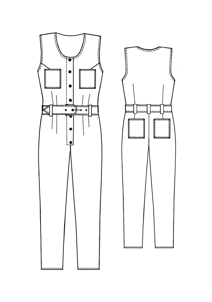 Workwear (Overall With Front Closure) - Sewing Pattern #5222. Made-to ...
