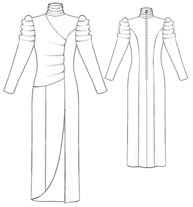 Dress With Draped Wrap - Sewing Pattern #5217. Made-to-measure sewing ...