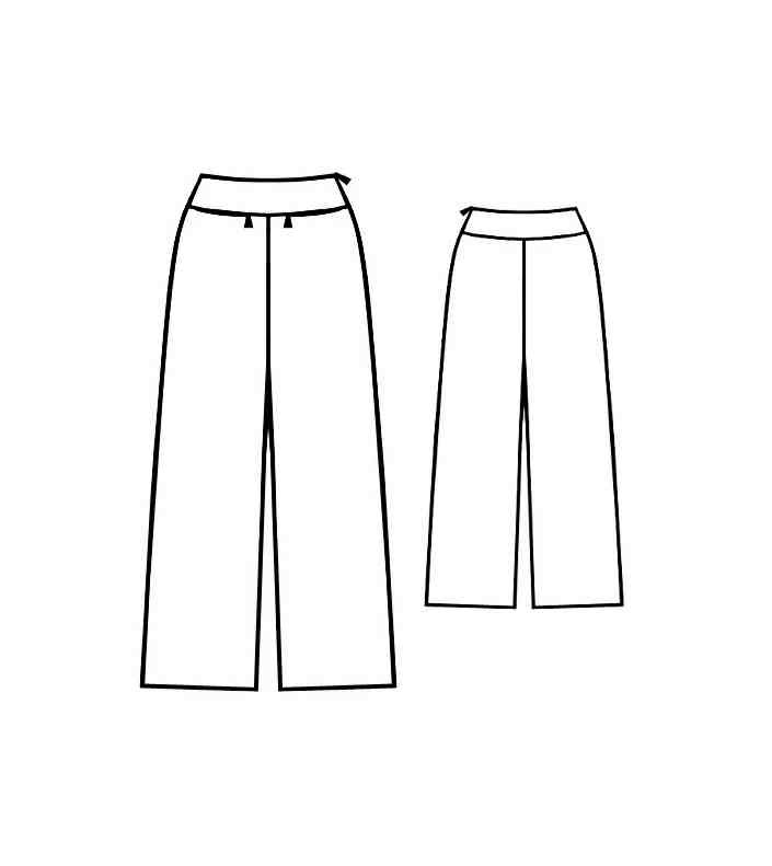 Wide Pants With Yoke Waistband - Sewing Pattern #5120. Made-to