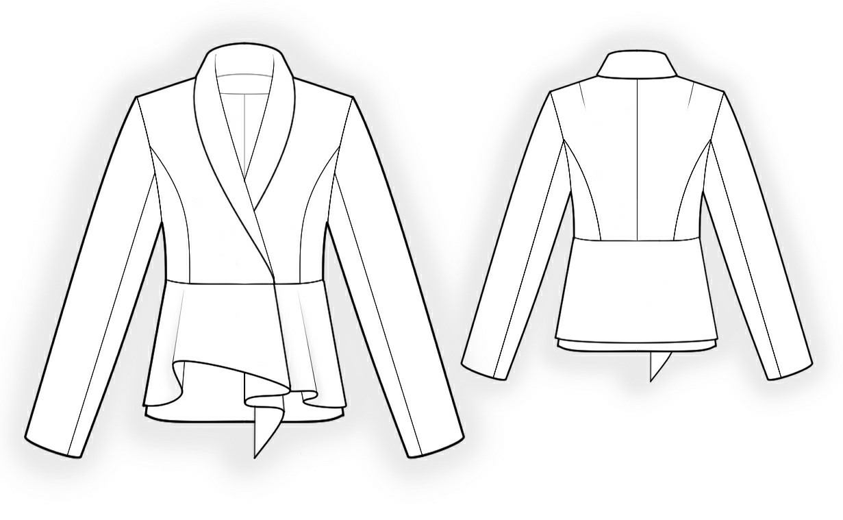 Jacket With Shawl Collar And Peplum Sewing Pattern 4181. Madeto