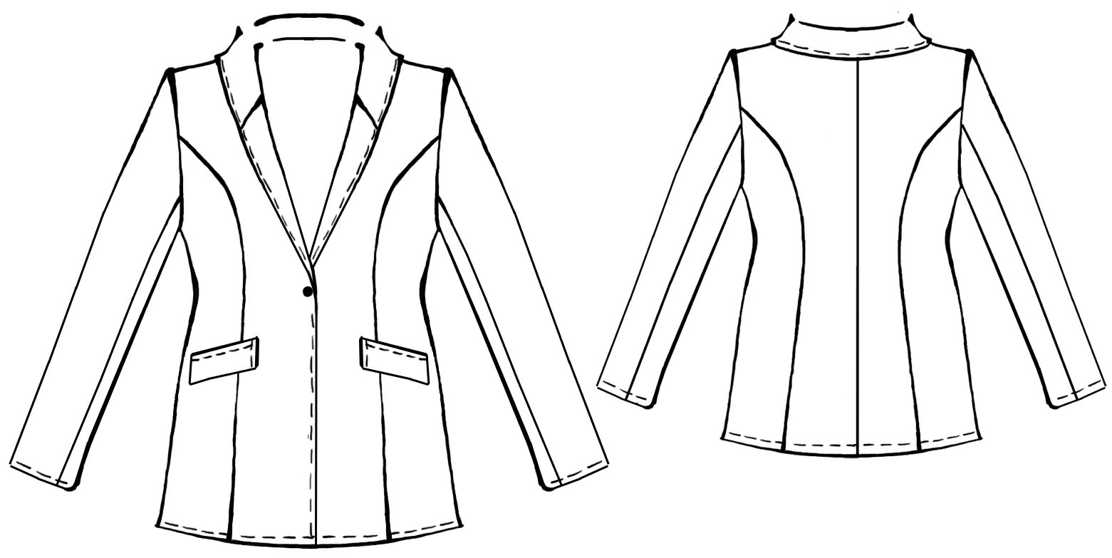 Jacket With Shawl Collar - Sewing Pattern #5010. Made-to-measure sewing ...