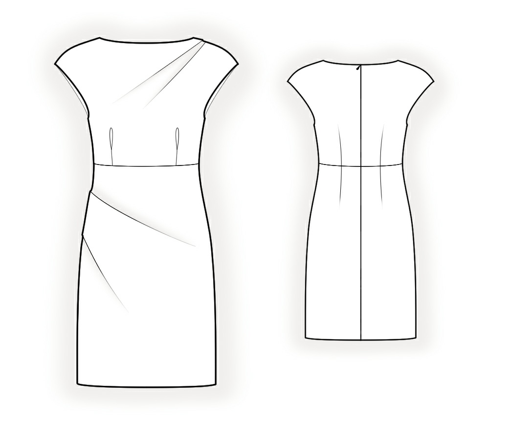 Pencil Dress With Pleats - Sewing Pattern #4362. Made-to-measure sewing ...