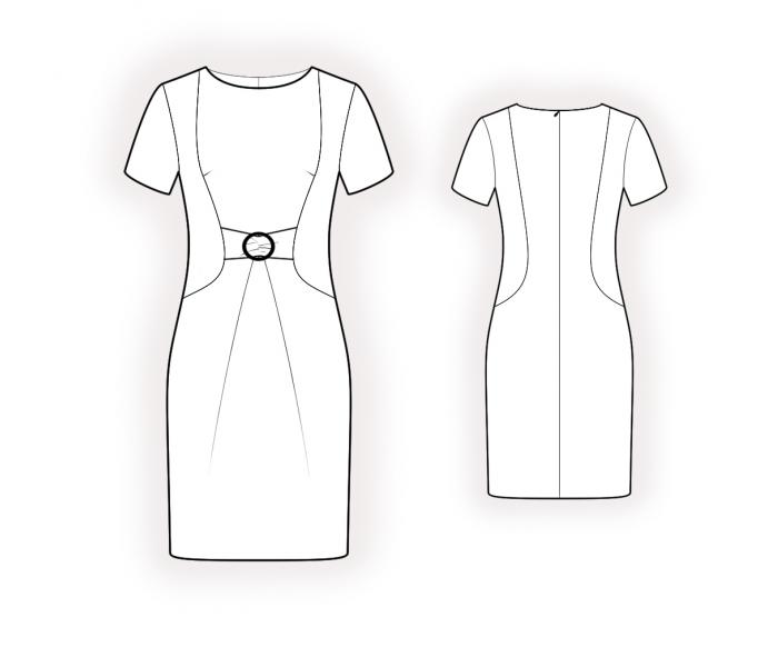 Two-Color Dress With Buckle - Sewing Pattern #4458. Made-to-measure ...