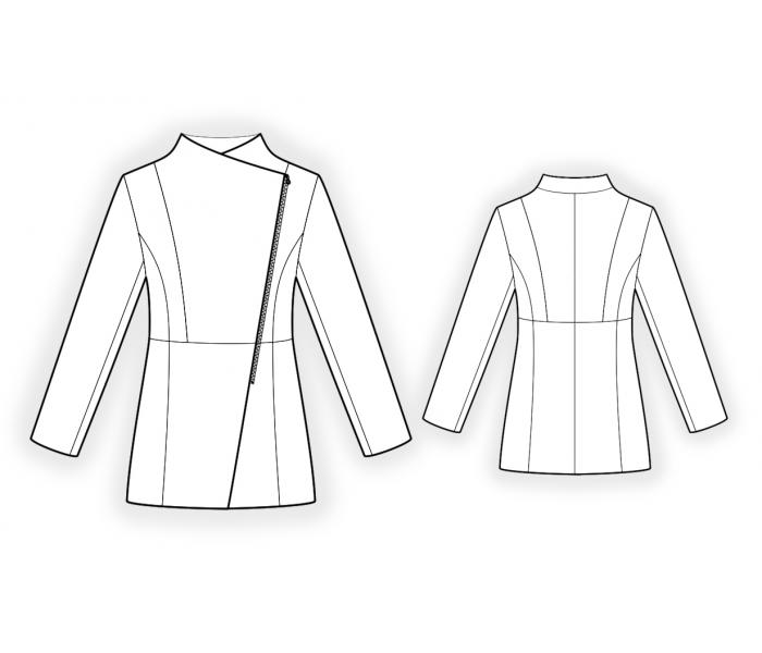 Short Coat With Asymetrical Zip Closure - Sewing Pattern #4474. Made-to ...