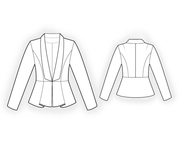 Jacket With Shawl Collar And Peplum - Sewing Pattern #4542. Made-to ...