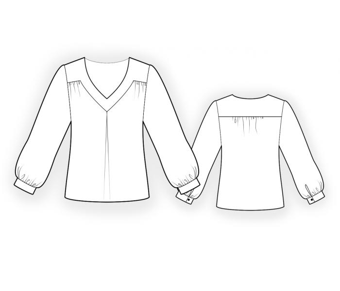 Blouse With Yoke - Sewing Pattern #4574. Made-to-measure sewing pattern ...