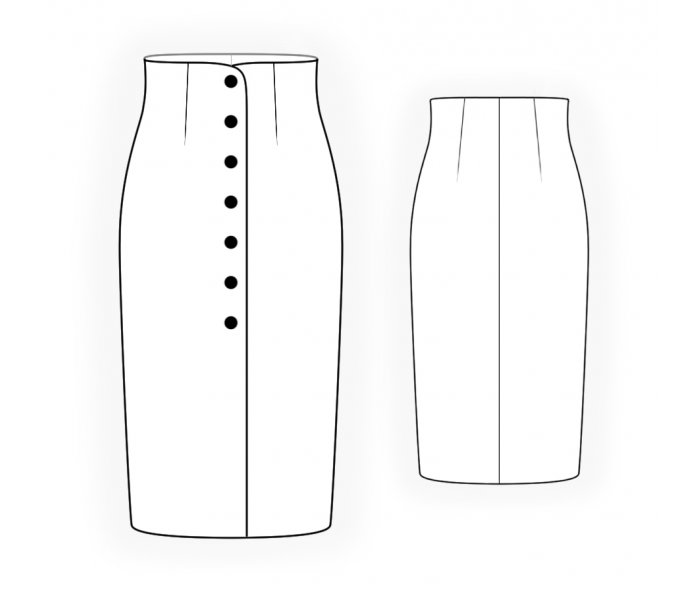 Buttoned Skirt - Sewing Pattern #4729. Made-to-measure sewing pattern ...