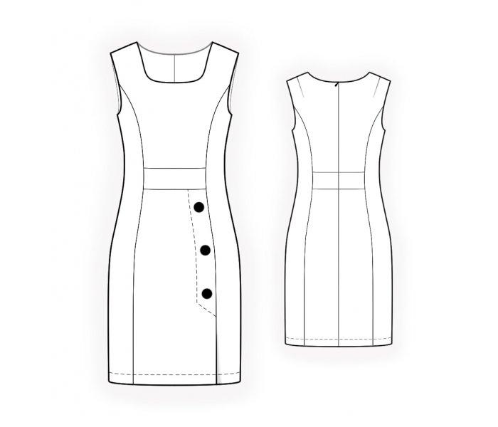 Sleeveless Dress - Sewing Pattern #4745. Made-to-measure sewing pattern ...