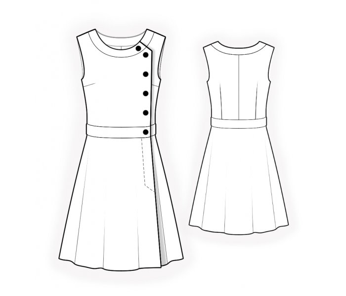 Sleeveless Dress - Sewing Pattern #4746. Made-to-measure sewing pattern ...