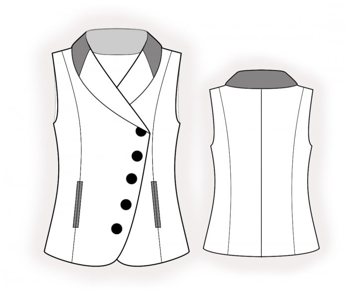 Vest With Asymmetrical Closure - Sewing Pattern #4769. Made-to-measure ...