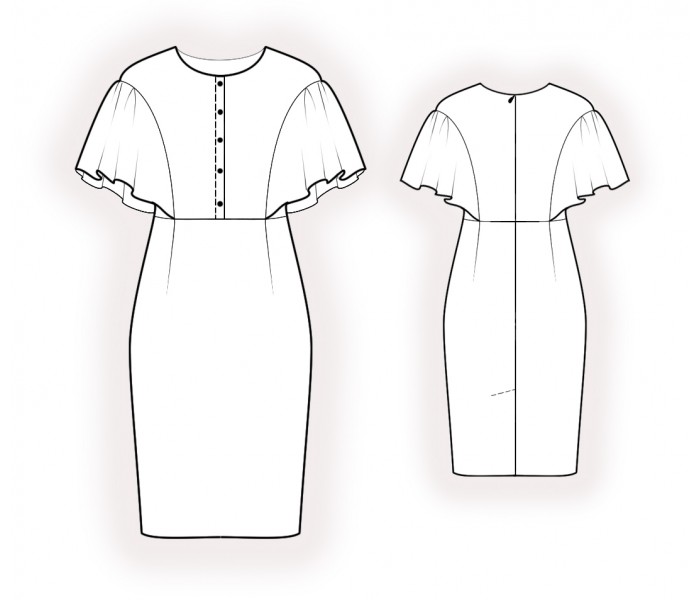 Dress With Decorative Sleeves - Sewing Pattern #4813. Made-to-measure ...
