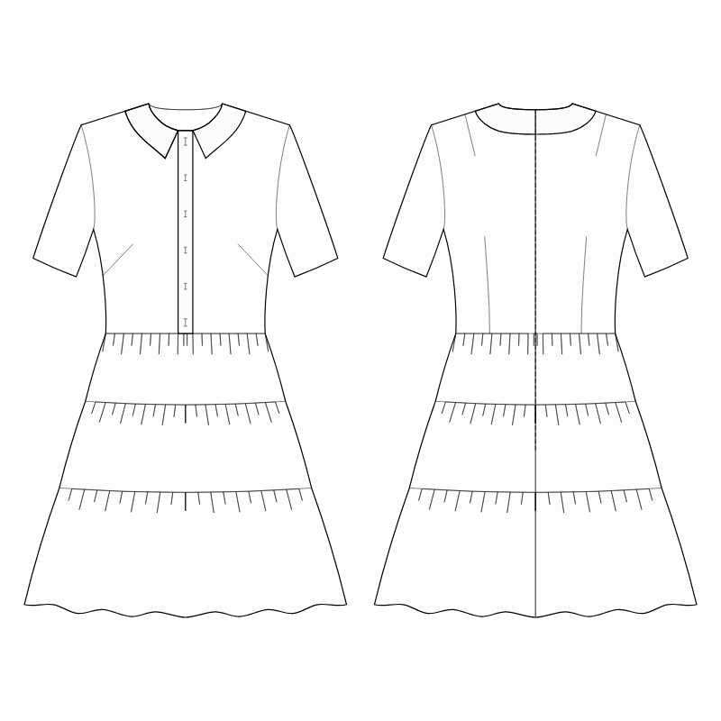 Dress With Button Placket And 3-Tiered Skirt - Sewing Pattern #S4108 ...
