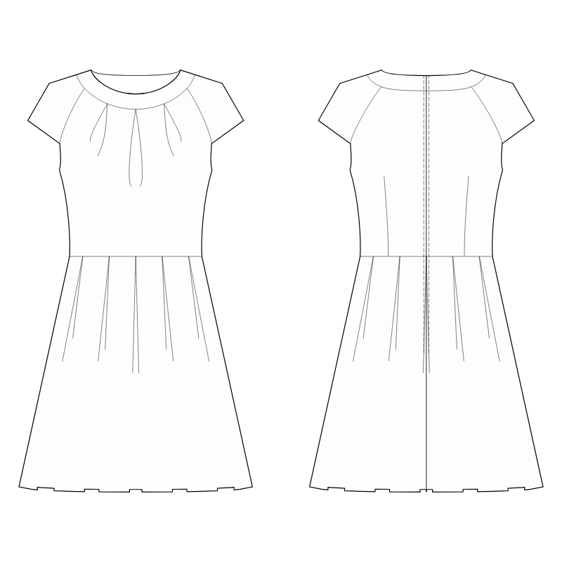 Dress With Pleats - Sewing Pattern #S4035. Made-to-measure sewing ...