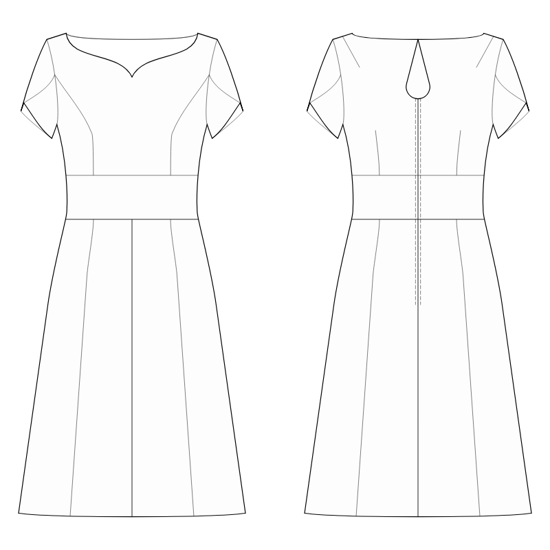 Dress With Waist Inset, Petal Sleeves And Panel Skirt - Sewing Pattern ...