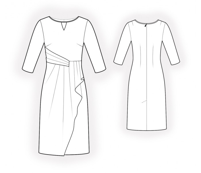 Dress With Pleats - Sewing Pattern #4990. Made-to-measure sewing ...