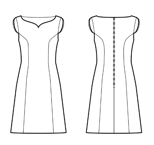 A-Line Dress With Wing Sleeves - Sewing Pattern #S4070. Made-to-measure ...