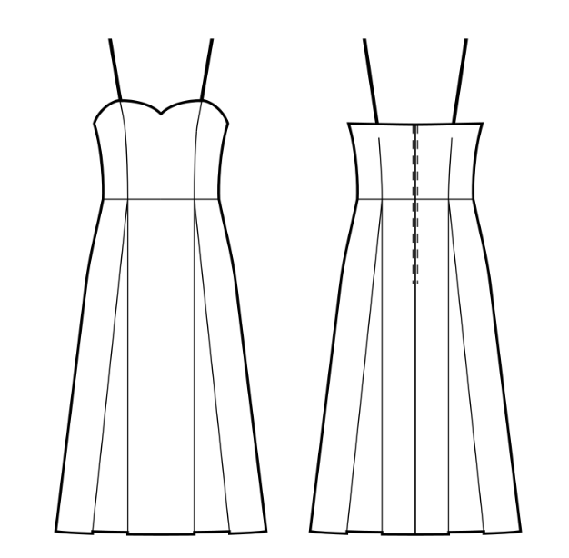 Slip Dress With Pleated Skirt - Sewing Pattern #S4071. Made-to-measure ...